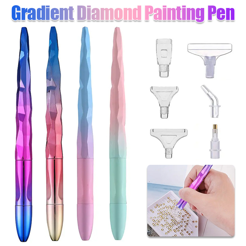 Art Craft Kit - グラデーションダイヤモンドペイントペンセット、6つのペンチップ付き、DIYアートクラフトアクセサリー、絵画愛好家のためのクリスマスギフト