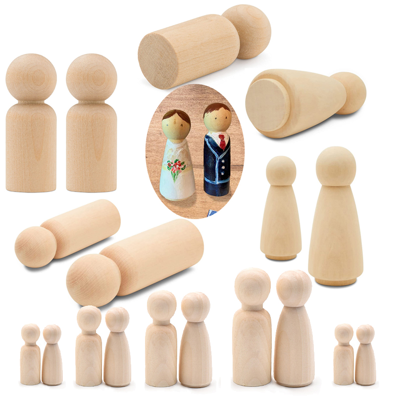 Art And Craft For Nursery - 5個入り未完成木製ペグドールボディー 女性男性木製ペグドール アートや工芸、家の保育園の装飾に最適 35/43/55/65mm