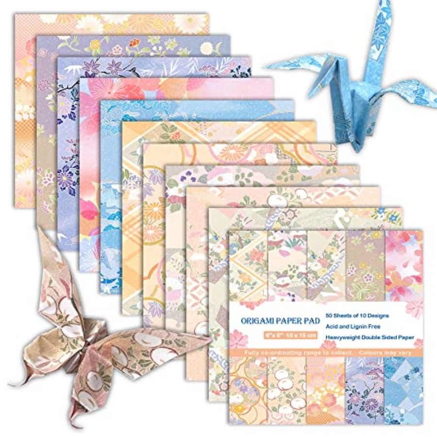 Art Craft With Paper - 折り紙用紙 6x6 両面印刷 50枚 10色 折り紙キット
