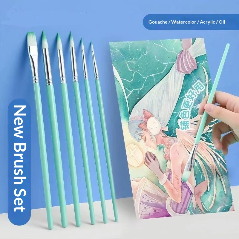 6本セット ナイロン毛 水彩 アクリル絵筆 ガッシュ デジタ - Gouache Paint Set のレビューと価格