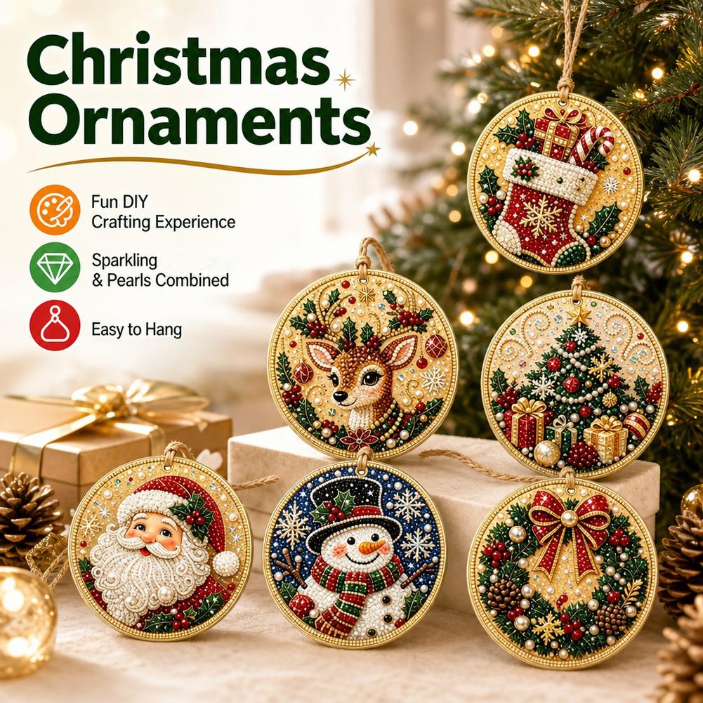 クリスマスオーナメント6点セット、ダイヤモンドペイントキット - Art Craft Kit のレビューと価格