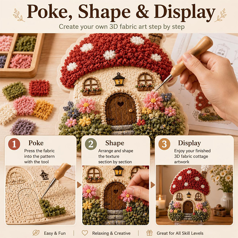 3Dマッシュルームハウス ポケアート DIYキット 布製パン - Art Craft Kit のレビューと価格