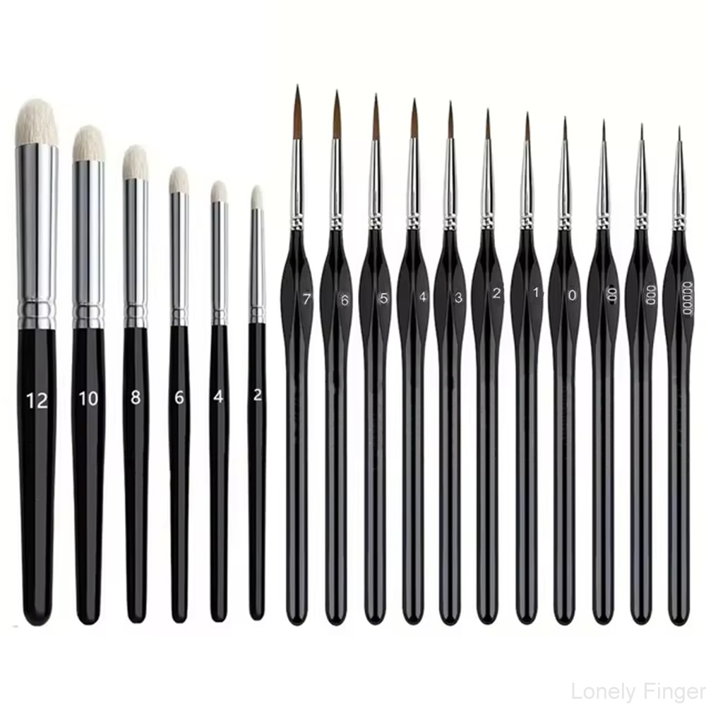 ミニチュアドライペイントブラシセット、1/3/6/11/17 - Gouache Paint Set のレビューと価格